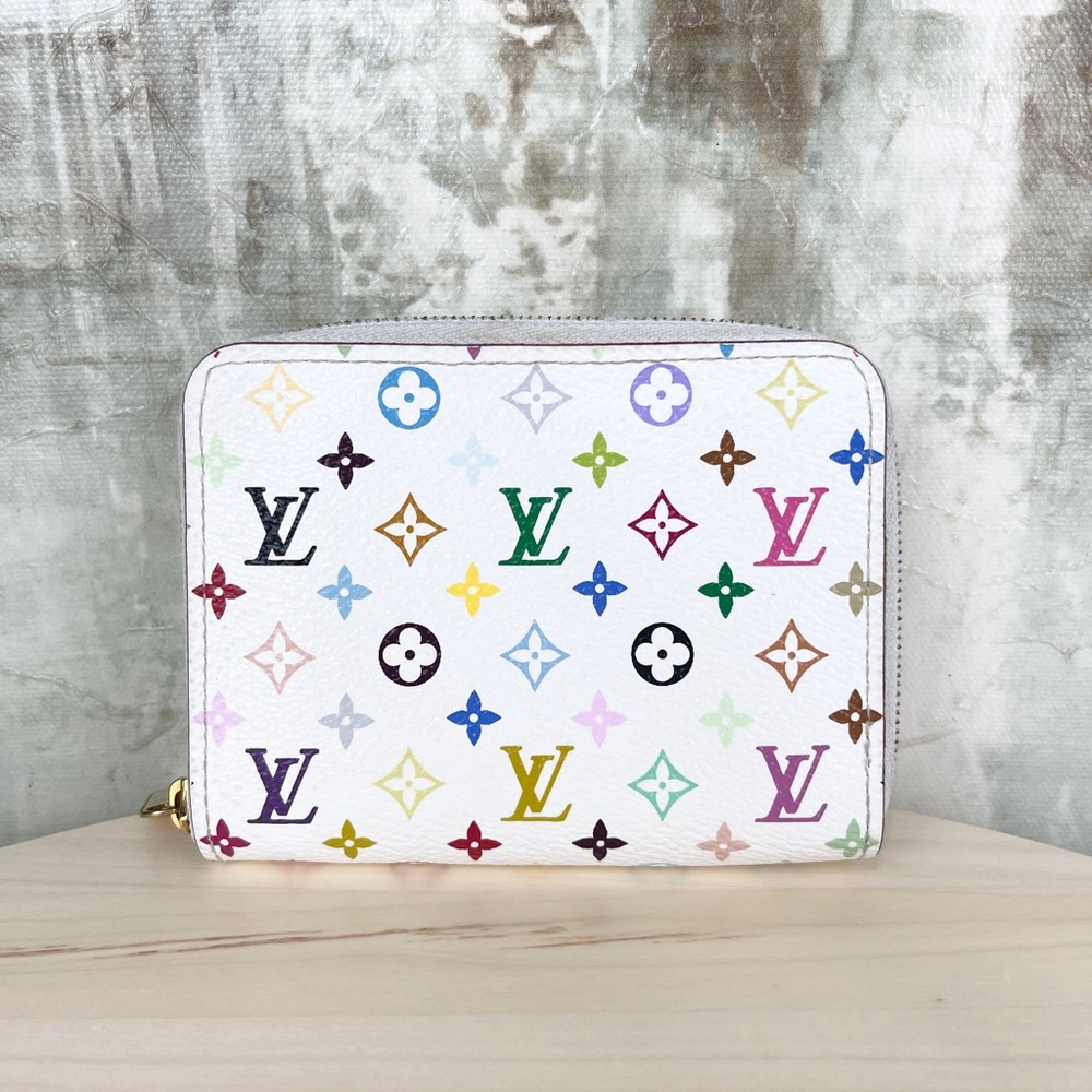 LOUIS VUITTON MONOGRAM MULTICOLOR ZIPPY COIN PURSE WALLET WHITE